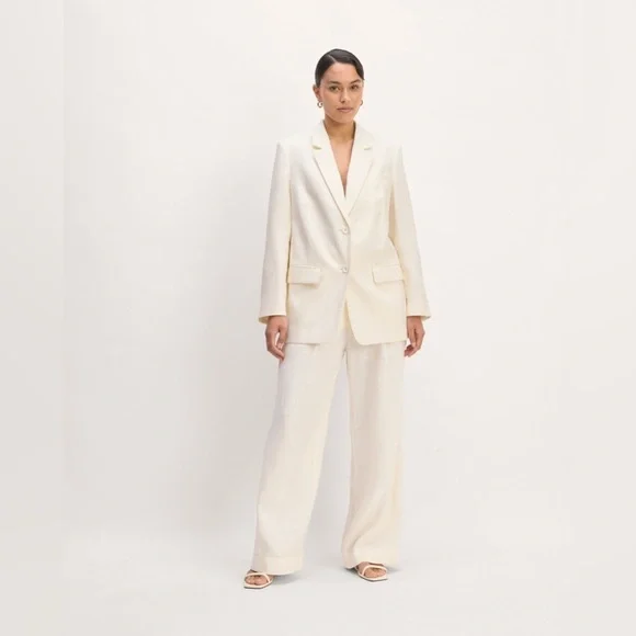 Everlane The Oversized Blazer in Linen in Bone Cream Size 12 Office - Picture 2 of 14